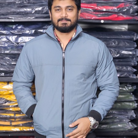 Winter high neck saskin padding jacket - Smokey Gray