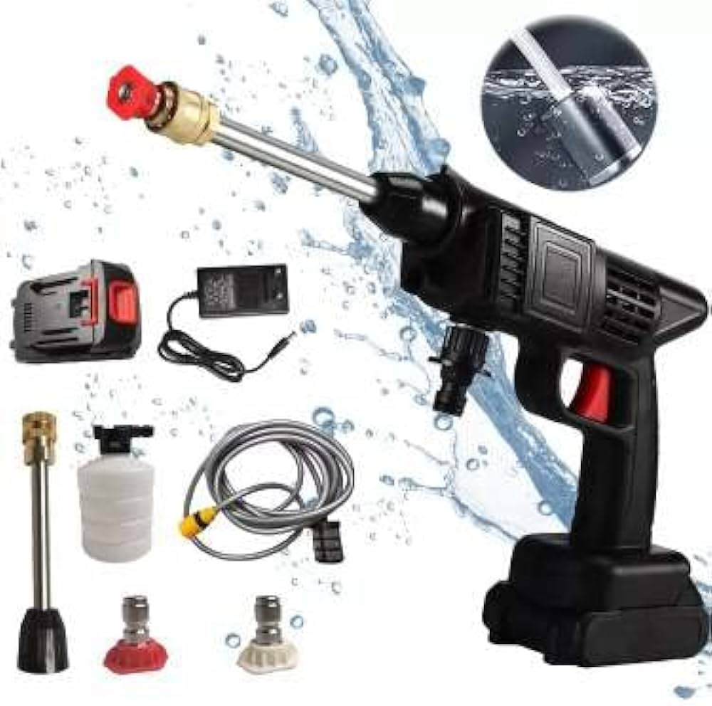 Rechargeable Portable Car Wash Washer Gun Cordless Spray Water Gun Machine (Single Battery)