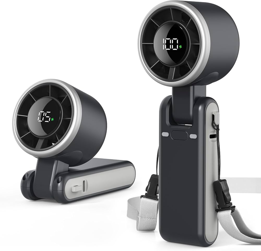 4 in 1 Rechargeable Strong Wind Handheld Fan With Ambient Lighting